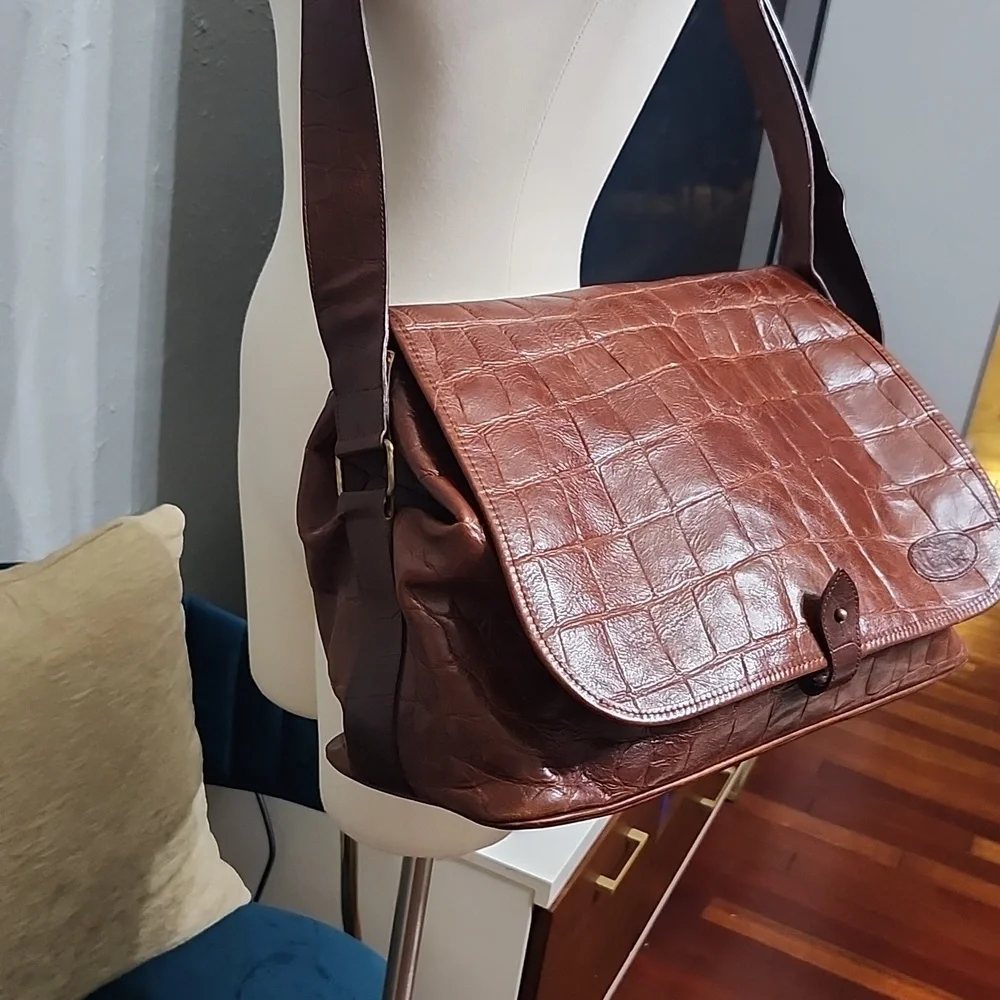 Mulberry Brown Leather Shoulder Bag Vintage Rare Luxury Made In England Xl